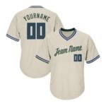 Custom Cream Hunter Green-Royal Authentic Throwback Rib-Knit Baseball Jersey Shirt