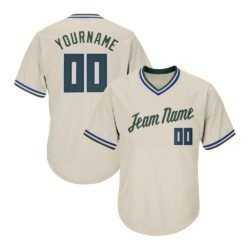 Custom Cream Hunter Green-Royal Authentic Throwback Rib-Knit Baseball Jersey Shirt