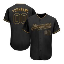 Custom Black Black-Old Gold Authentic Baseball Jersey