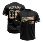 Custom Black Vintage USA Flag-City Cream Two-Button Unisex Softball Jersey