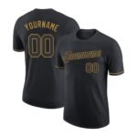 Custom Black Black-Old Gold Performance T-Shirt