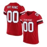 Custom Red White-Black Mesh Authentic Football Jersey