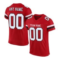 Custom Red White-Black Mesh Authentic Football Jersey