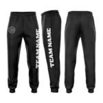 Custom Black White Fleece Jogger Sweatpants