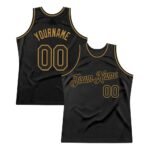 Custom Black Black-Old Gold Authentic Throwback Basketball Jersey