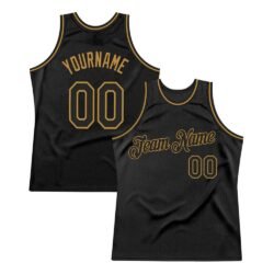 Custom Black Black-Old Gold Authentic Throwback Basketball Jersey