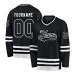 Custom Black Black-White Hockey Jersey