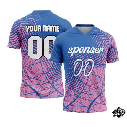 Custom Soccer V Neck Blue & Pink