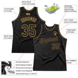 Custom Black Black-Old Gold Authentic Throwback Basketball Jersey - Image 2