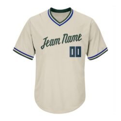 Custom Cream Hunter Green-Royal Authentic Throwback Rib-Knit Baseball Jersey Shirt - Image 3