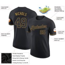 Custom Black Black-Old Gold Performance T-Shirt - Image 2