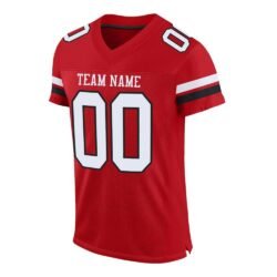 Custom Red White-Black Mesh Authentic Football Jersey - Image 3