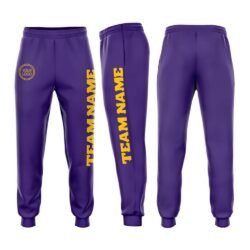 Custom Purple Gold Fleece Jogger Sweatpants