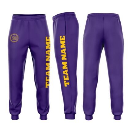 Custom Purple Gold Fleece Jogger Sweatpants