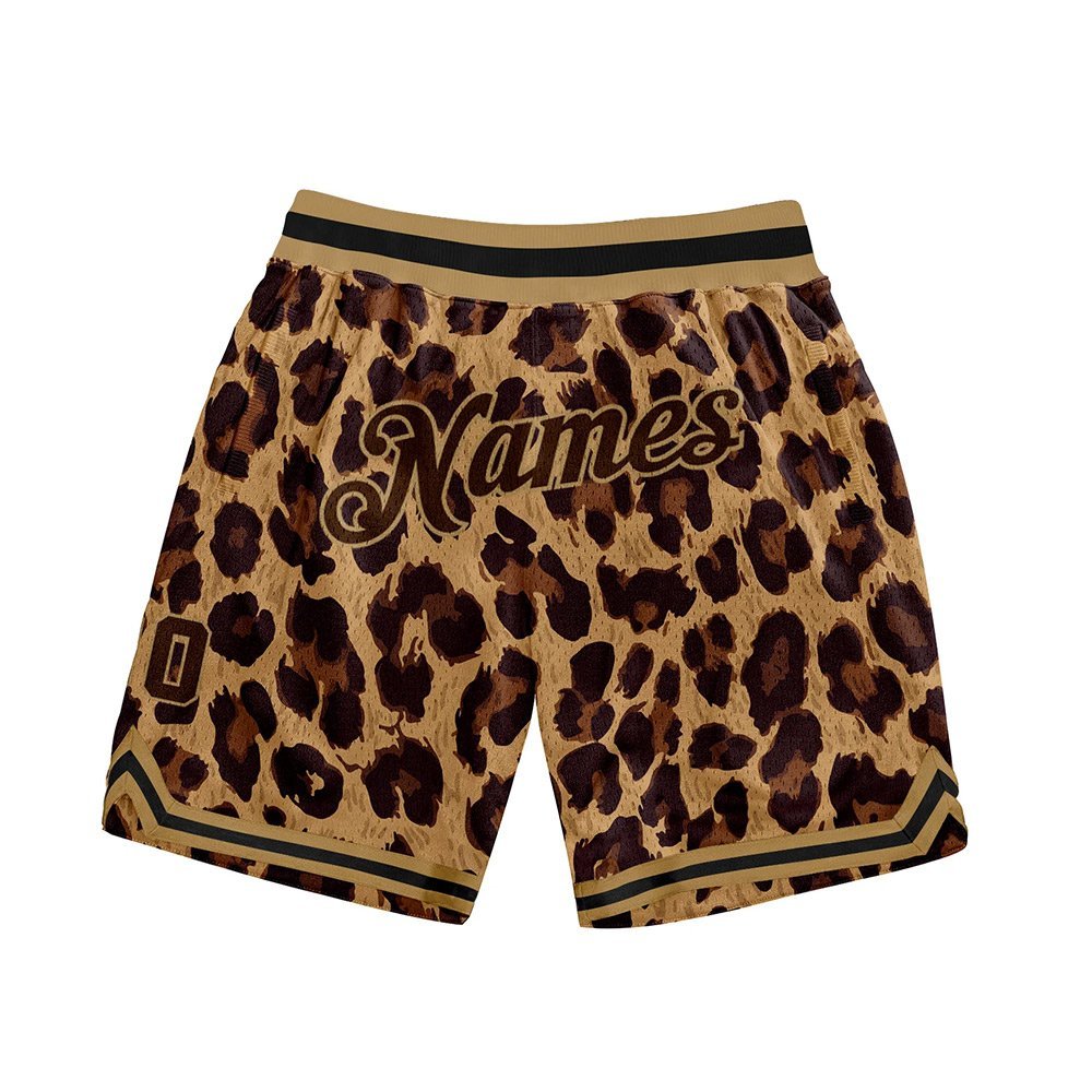 04-11.jpg Custom Brown Brown-Old Gold 3D Pattern Design Leopard Authentic Basketball Shorts - Image 1