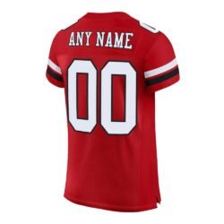 Custom Red White-Black Mesh Authentic Football Jersey - Image 4