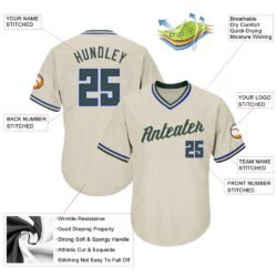 Custom Cream Hunter Green-Royal Authentic Throwback Rib-Knit Baseball Jersey Shirt - Image 2