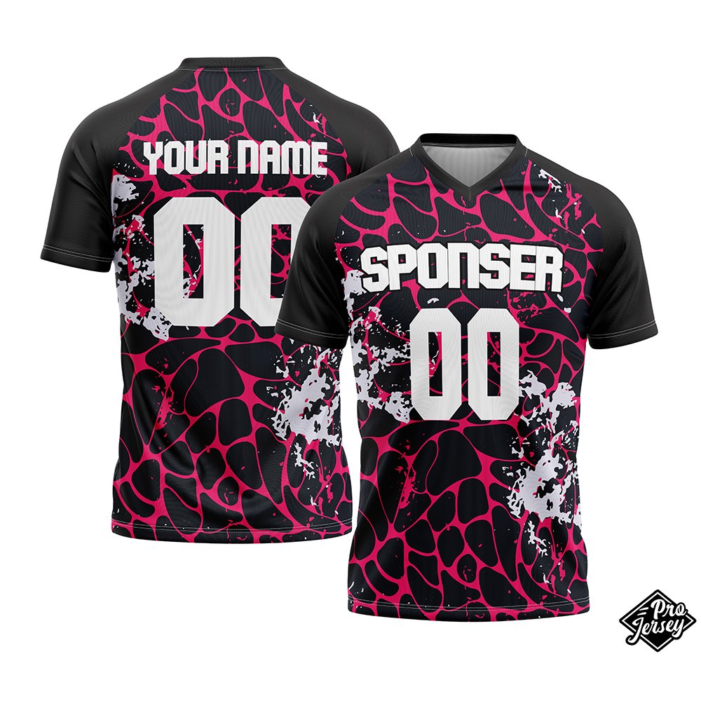 05 Custom Soccer V Neck Black & Mehroon - Image 1