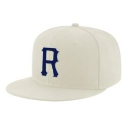 Custom Cream Navy-Gray Stitched Adjustable Snapback Hat