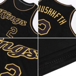 Custom Black Black-Old Gold Authentic Throwback Basketball Jersey - Image 7