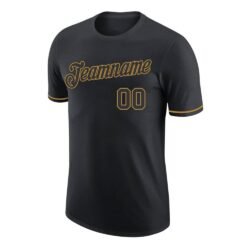 Custom Black Black-Old Gold Performance T-Shirt - Image 3