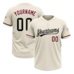Custom Cream Black-Crimson Two-Button Unisex Softball Jersey