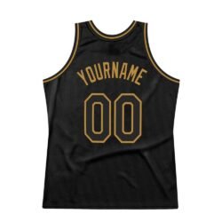 Custom Black Black-Old Gold Authentic Throwback Basketball Jersey - Image 3