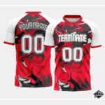 Custom Soccer V Neck White & Red