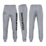 Custom Gray Black Fleece Jogger Sweatpants