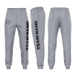 Custom Gray Black Fleece Jogger Sweatpants