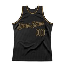 Custom Black Black-Old Gold Authentic Throwback Basketball Jersey - Image 4