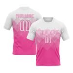 Custom Pink White Geometric Shape Sublimation Volleyball Uniform Jersey
