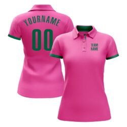 Custom Pink Kelly Green Performance Golf Polo Shirt - Image 3