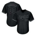 Custom Black Black-Gray Authentic Throwback Rib-Knit Baseball Jersey Shirt