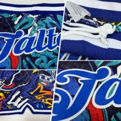 Custom Graffiti Pattern Royal-White 3D Authentic Basketball Shorts - Image 3