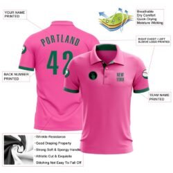 Custom Pink Kelly Green Performance Golf Polo Shirt - Image 2