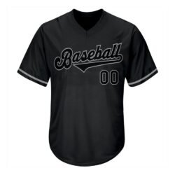 Custom Black Black-Gray Authentic Throwback Rib-Knit Baseball Jersey Shirt - Image 3