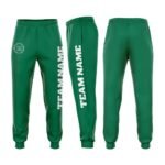 Custom Kelly Green White Fleece Jogger Sweatpants