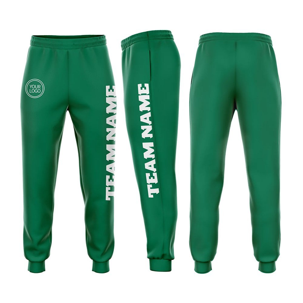 09-3.jpg Custom Kelly Green White Fleece Jogger Sweatpants - Image 1