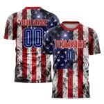 Custom White Royal-Red American Flag Fashion Sublimation Soccer Uniform Jersey