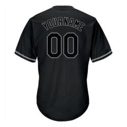 Custom Black Black-Gray Authentic Throwback Rib-Knit Baseball Jersey Shirt - Image 4