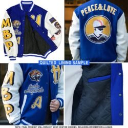 Custom Royal White Bomber Full-Snap Varsity Letterman Two Tone Jacket - Image 3