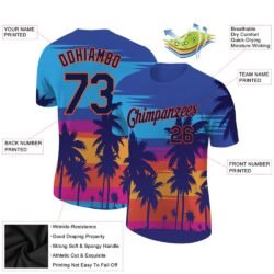 Custom 3D Pattern Design Hawaii Palm Trees Performance T-Shirt - Image 2