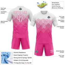 Custom Pink White Geometric Shape Sublimation Volleyball Uniform Jersey - Image 2