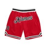 Custom Red Black-White Authentic Throwback Basketball Shorts