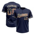 Custom Navy Vintage USA Flag-City Cream Two-Button Unisex Softball Jersey