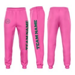 Custom Pink Kelly Green Fleece Jogger Sweatpants