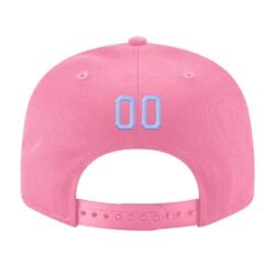 Custom Pink Light Blue-White Stitched Adjustable Snapback Hat - Image 3