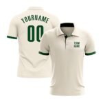 Custom Cream Green Performance Golf Polo Shirt