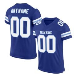 Custom Royal White-Light Blue Mesh Authentic Football Jersey